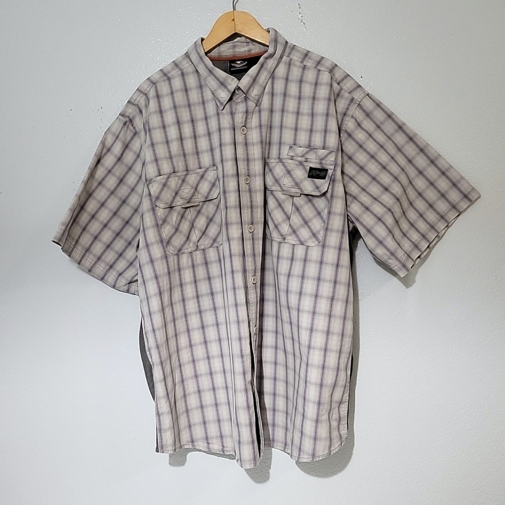Harley Davidson Checked Short Sleeve Shirt  Size 2XL